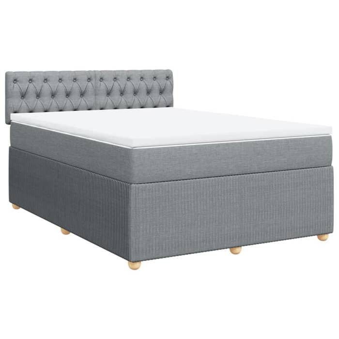 VidaXL Slat Bed Base with Mattress Light Grey 140x200cm Fabric 3289786