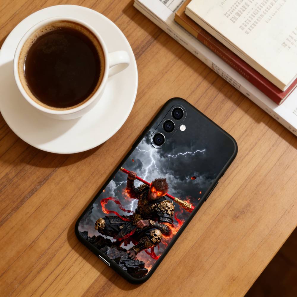 Black Myth WuKong Phone Case For Samsung Galaxy A73,A72,A71,A70,A53,A52,A51,Soft Silicone Black Cover