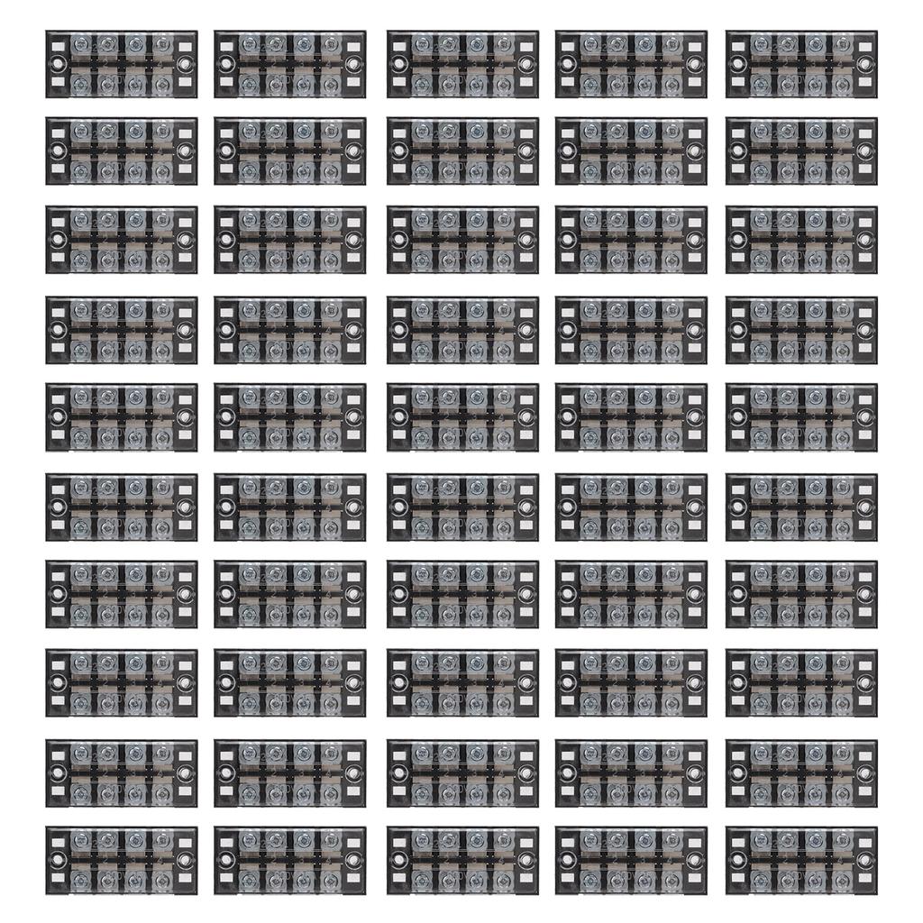 50pcs Terminal Blocks Dual Row 25A 600V Good Electrical Conductivity Screw Terminal Strip Blocks for Distribution Box