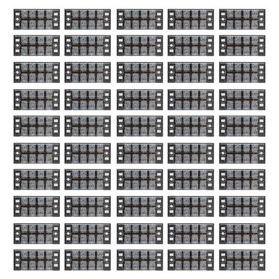 50pcs Terminal Blocks Dual Row 25A 600V Good Electrical Conductivity Screw Terminal Strip Blocks for Distribution Box