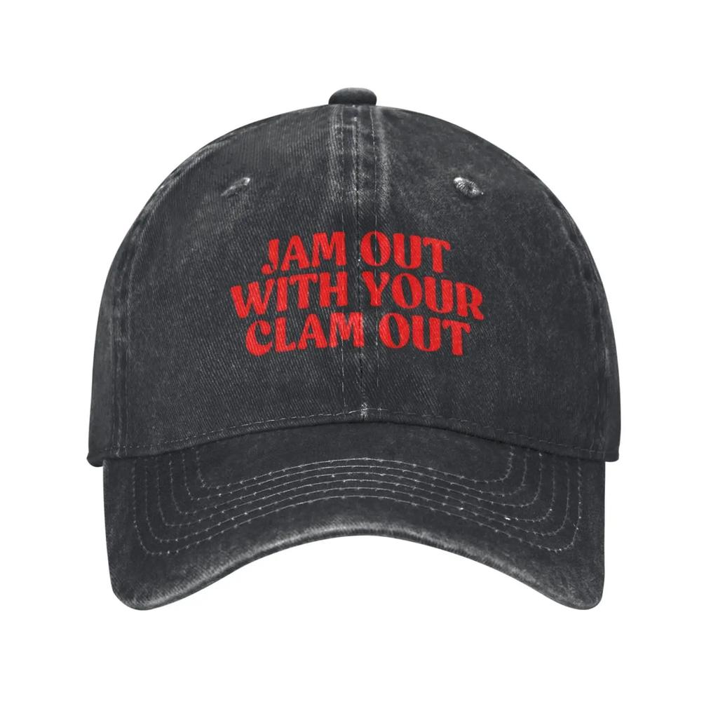 Jam Out with Your Clam Out Baseball Cap Adjustable Classic Washed Denim Vintage Dad Hat for Men Women