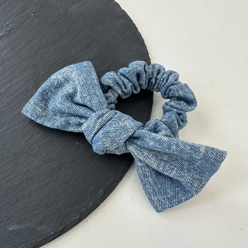 Denim Scrunchies Collections Large Size Hair Tie Simple Elastic Hair Band Women Hair Accessories Daily Headwear