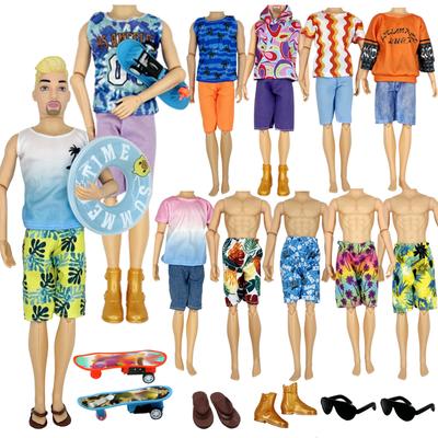 16pcs/ Set 12 Inch Boy Doll Outfits Sportsuit Beachwear Male Doll Clothes and Accessories Skateboard Fashion Boy Doll Shoes Toy