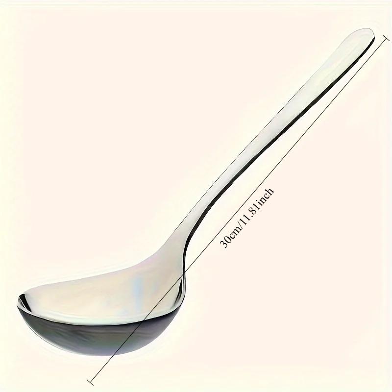 1pc  Heavy-Duty Stainless Steel Serving Spoons Rust-Resistant,Long Handle For Easy Kitchen Use With Soup,Porridge