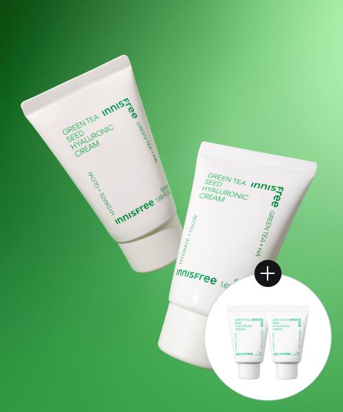 

Innisfree Green Tea Seed Hyaluronic Cream (Tube) Set 50ml x2 + 15ml x2 Free Gift Included