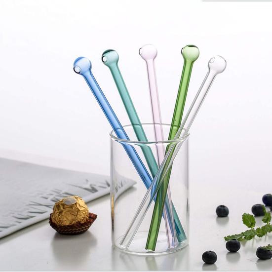 2Pcs Drinking Thickened Good Transmittance Heat Resistance Drinking Glass Creative Colorful Milk Tea Straws Daily Use