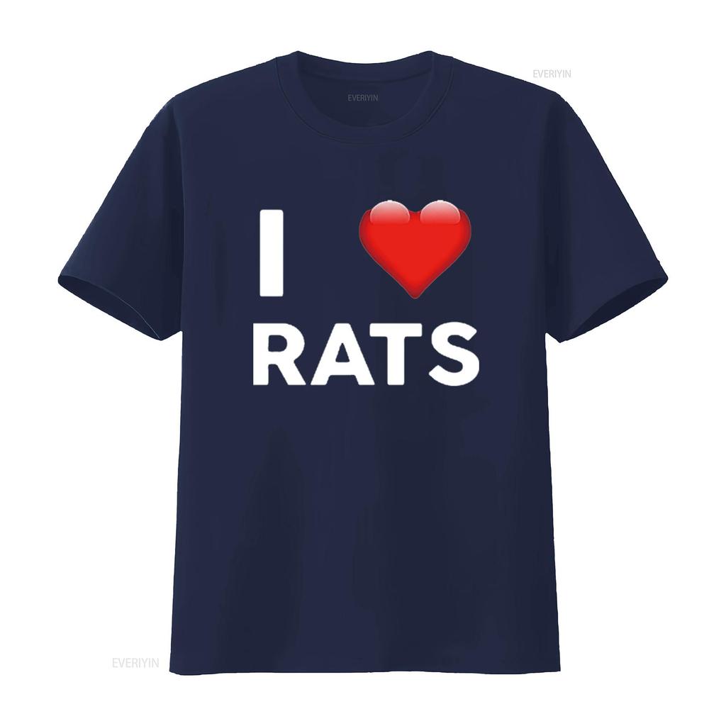 Mens I Love RATS T Shirt Heart RAT Black vintage Washed streetwear graphic Breathable Comfortable homme Casual