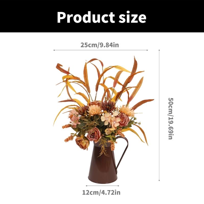 Artificial Flower Bouquets Artificial Leaf Plant In Metal Vase for Thanksgiving Halloween Wedding Festival Decoration