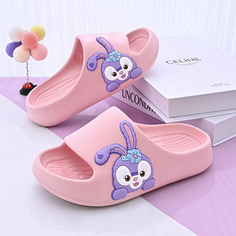 Pink Cartoon Style Summer Girls Slippers Breathable Soft Eva Material Indoor Home Use