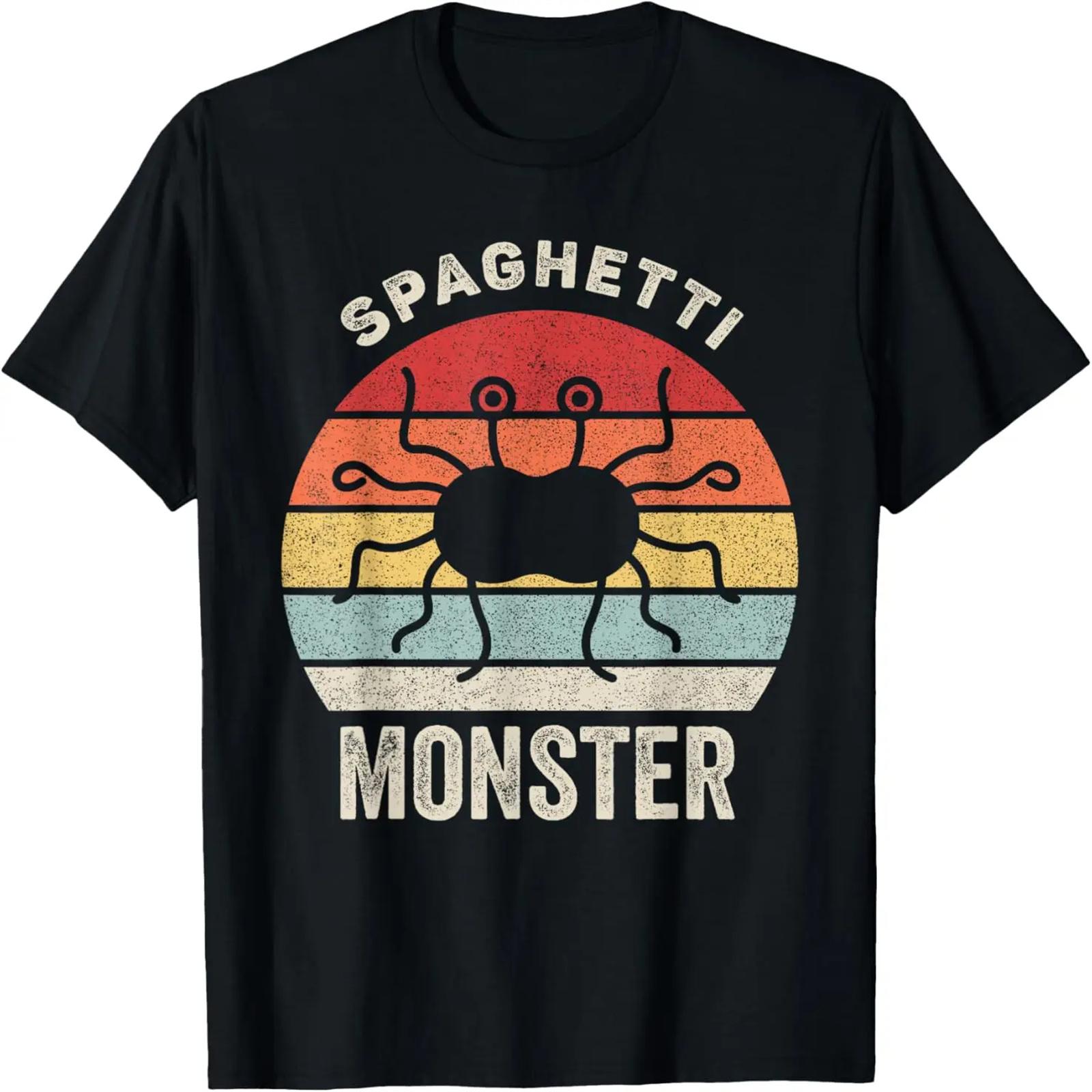 

Retro Spaghetti Monster Shirt Vintage Atheist Anti Religion T-Shirt XXXXXL чорний