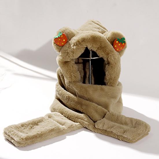 

Шапка Шарф Перчатки Один Женский Зимний Детский Милый Медведь Три Набора Теплая Плюшевая Шапка-Сиамка