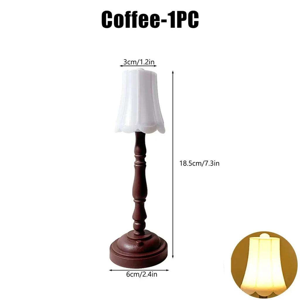 Mini Retro Small Table Lamp Desk Decoration Living Room Decoration Bedside LED Mini Model Night Lights Ornaments
