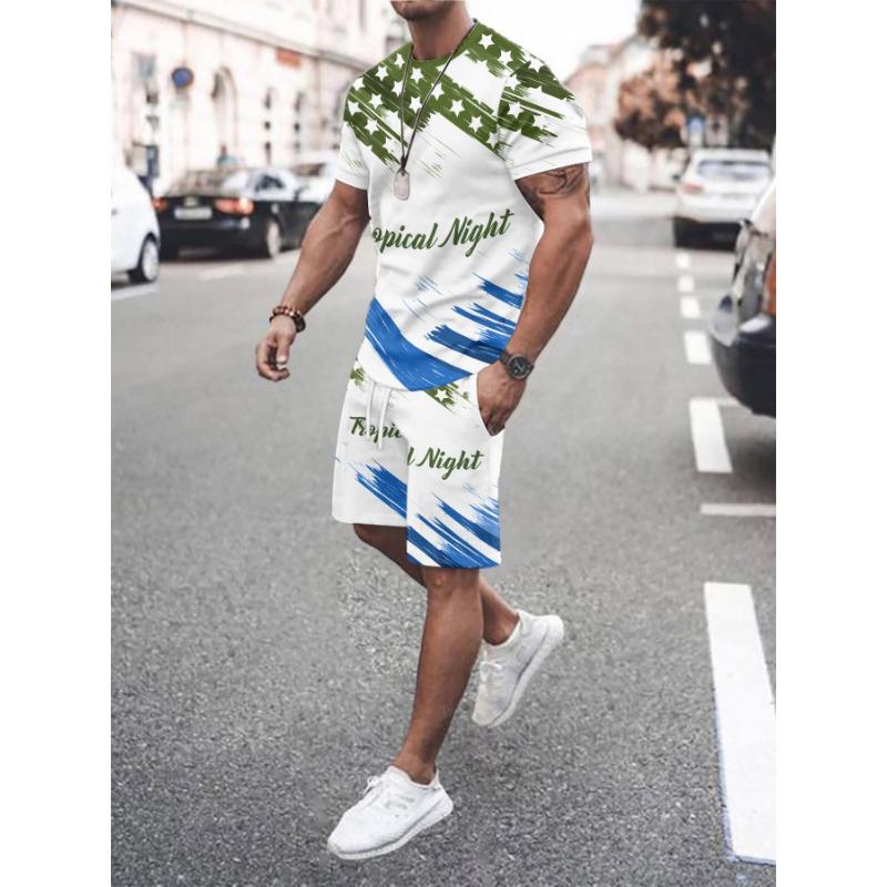 Men s Little Star Pattern 3D Printed Summer Suit S