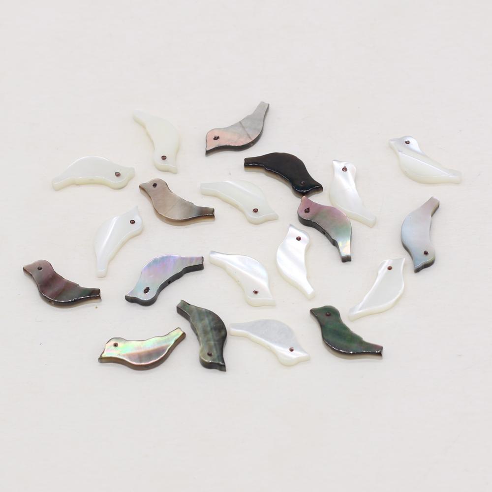 5Pcs/Pack Natural Freshwater Shell Beads with Hole,Birdie Shape Shells Loose Beads for Jewelry Making DIY Necklaces Bracelet Accessories 6x15mm