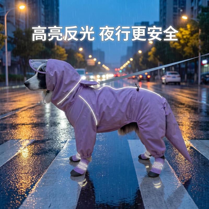 Full Coverage Waterproof Dog Raincoat Large Medium Breeds Outdoor Use All Season