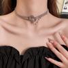 Light luxury diamond-encrusted water drop necklace, fashionable personality, heavy industry neck chain, bridal evening dress, high-end accessories