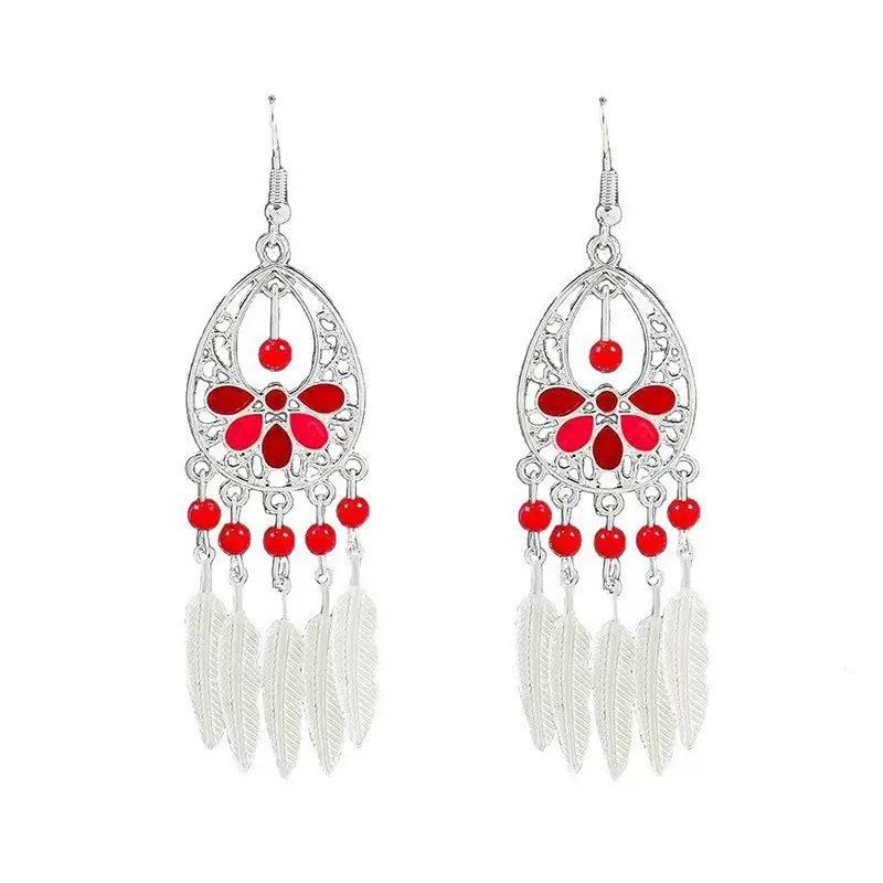 Ethnic Bohemian Long Tassel Earrings Vintage Beach Vacation Jewelry Retro Drop Dangle Ear Accessories For Women