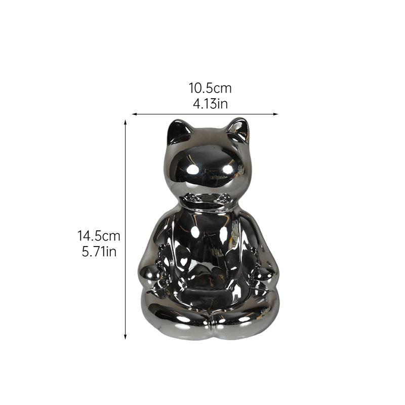 

Milky Yellow Yoga Cat Candle Holder Ceramic Candlestick Desk Decoration Wax Melt Burner Aroma Diffuser Home Aroma Container