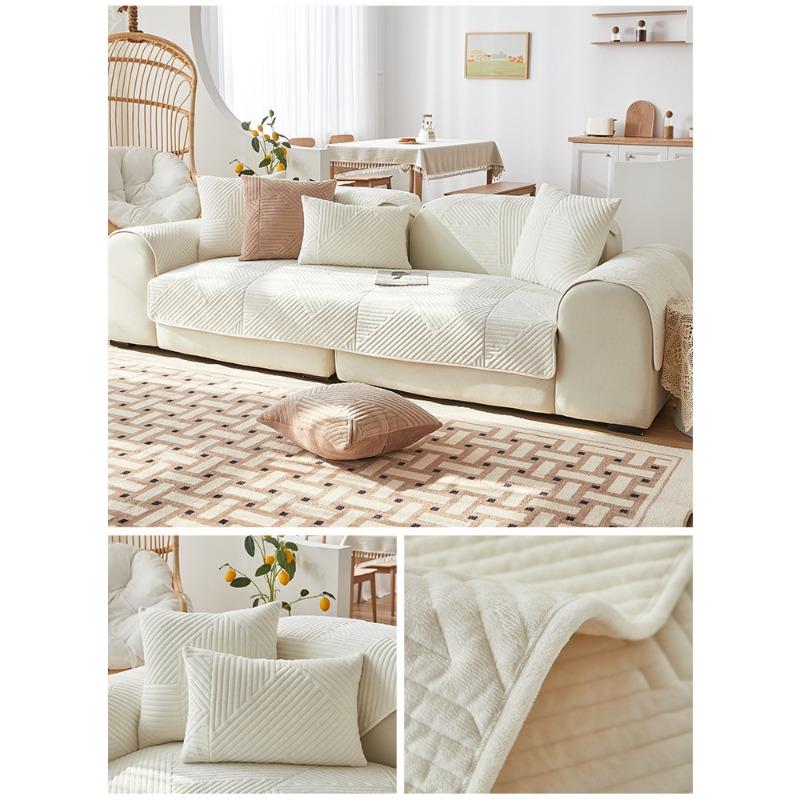 Nordic Short Plush Leather Sofa Cushion Non-Slip Modern Minimalist Four Seasons Universal Sofa Cover Cover Winter Fabric Cushion
