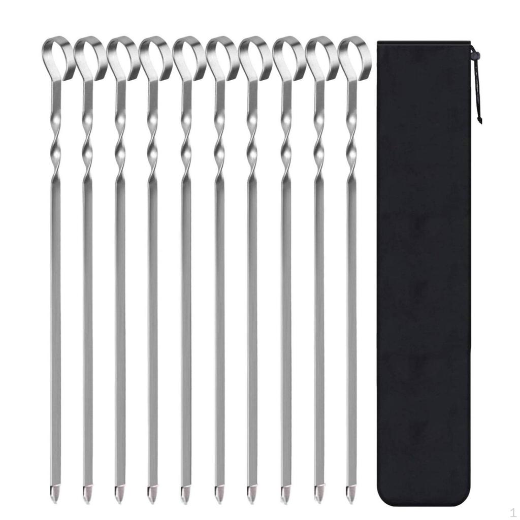 10 Pieces Spiral Grill Skewers Rust Resistant Stainless Steel Easy to Clean