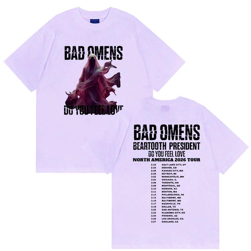 Bad Omens Do You Feel Love Tour 2026 Bedruckte T-Shirts Herren Damen Retro Oversized Baumwoll-T-Shirt Klassische Punk Gothic Kleidung T-Shirt