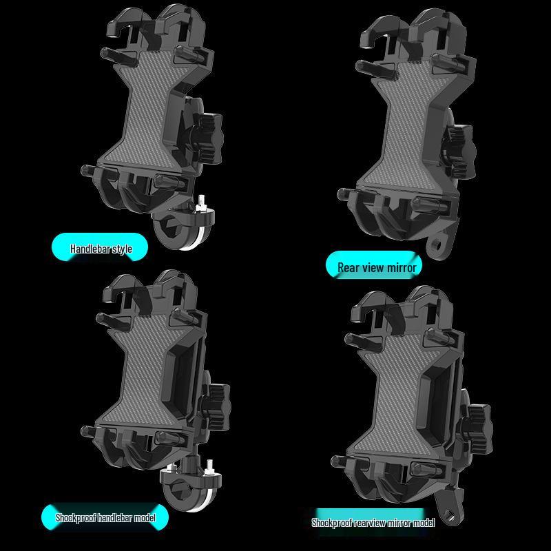 Motorcycle Phone Navigation Silicone Shock Absorption Holder with U- and Y-shaped Brackets