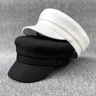 Small Fresh Big Head Circumference Small Head Breathable Imitation Cotton And Linen Flat Top Hat Men'S Octagonal Hat