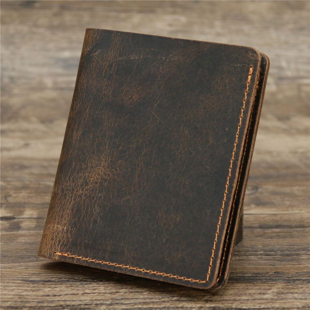 Bifold Design Men Genuine Leather Wallet Short Style Male Purse Portable Coin Purse Travel