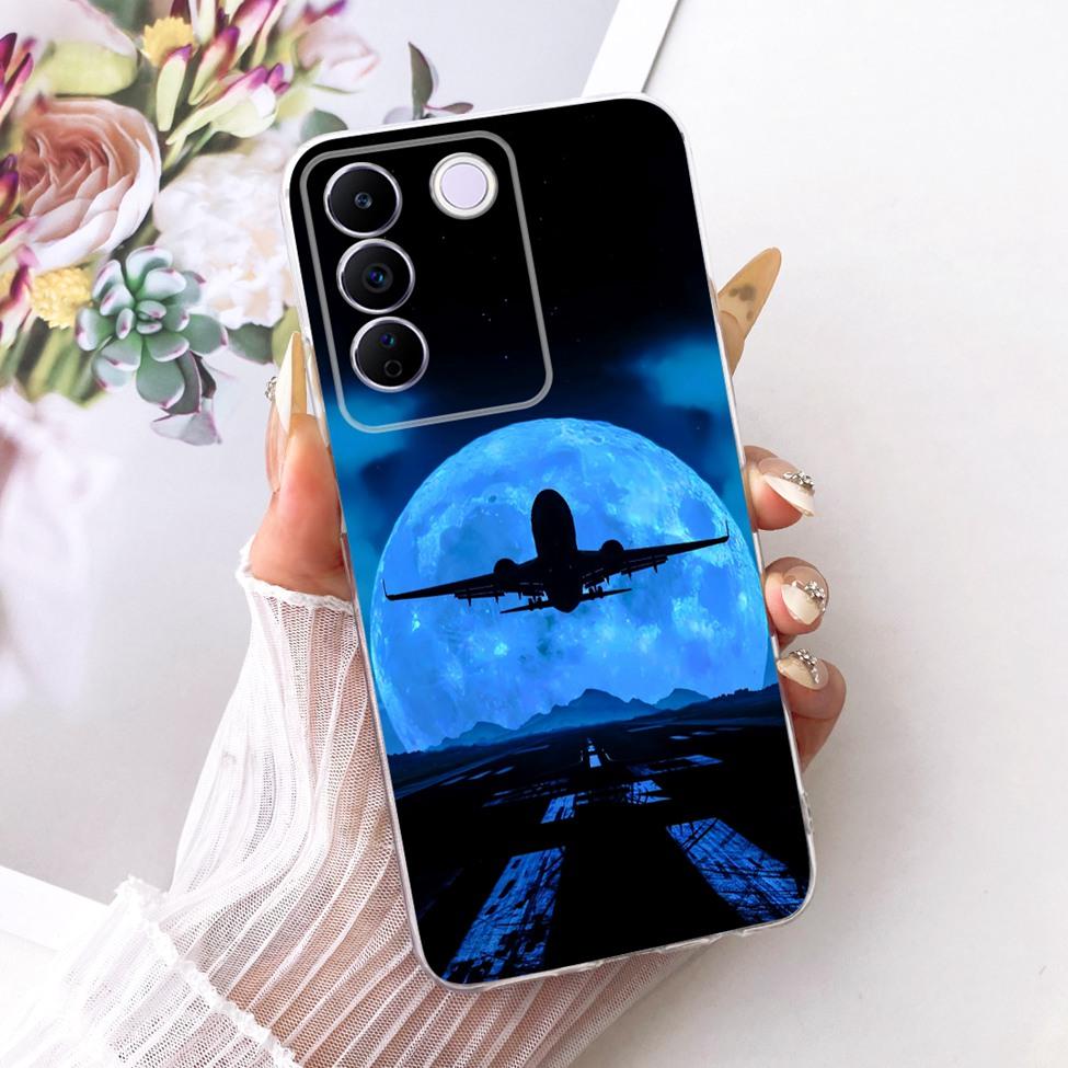 Transparent Cover For Vivo S16e 5G Case V2239A Cute Cat Fashion Butterfly Funny Painted Casing For VivoS16e 5G