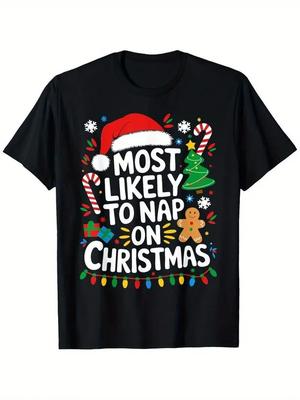 Najbardziej prawdopodobne, że zaśnie na Boże Narodzenie Koszulka Dopasowana Rodzinna Boże Narodzenie T-Shirt Q2345