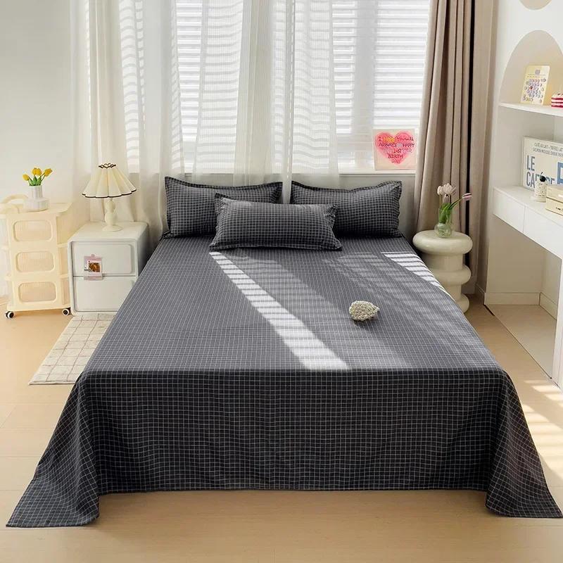 Bed Sheets Flat Printing Skin-friendly Washed Mattress Cover Comfortable Bedspread Twin Queen Full Size Durable Nordic Style