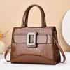 Large Capacity Women's Crossbody Bag High-quality Handbag Commuter Shoulder Bag Trendy Bright Leather Hardness Zipper Closure