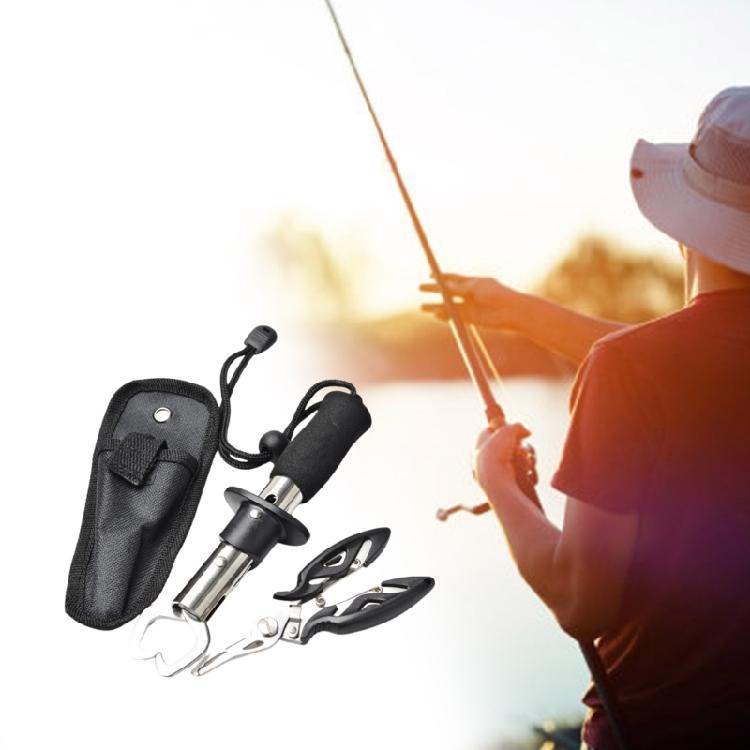 Fish Gripper Fishing Pliers Mutifunction Line Cutter Hook Remover Fish Lip Gripper with Storage Bag Fly Fishing Tool