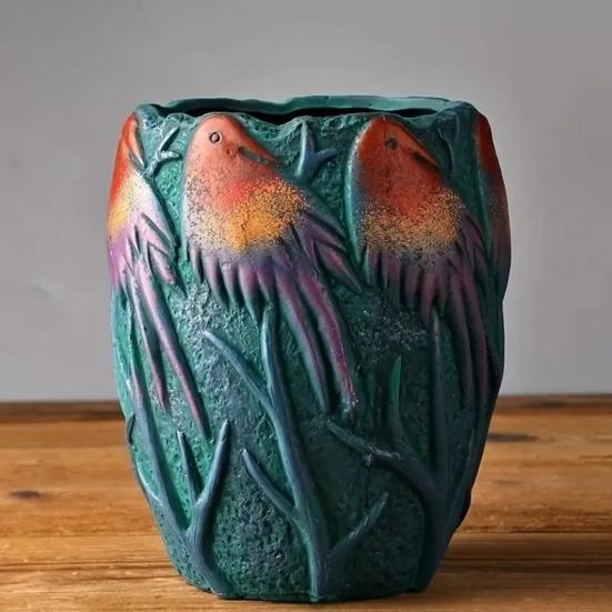 Handmade Animal Flower Pot Hand-painted Swan Butterfly Bird Planter Pot Home Balcony Garden Decoration Cactus Succulents Plants Container