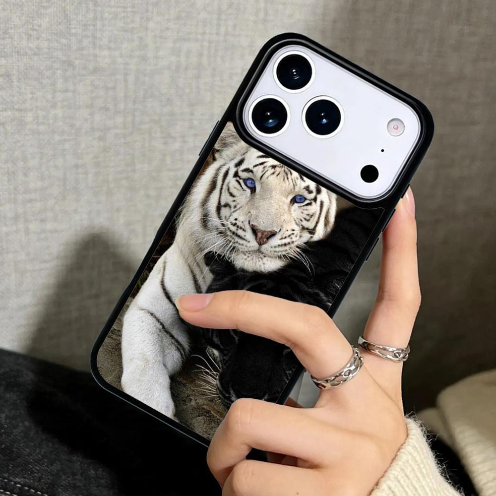 Capa Case for iPhone 17 Air 16 Pro Max 15 Plus 11 13 Mini 14 12 Back Phone Cover Lion Tiger Animal Cool