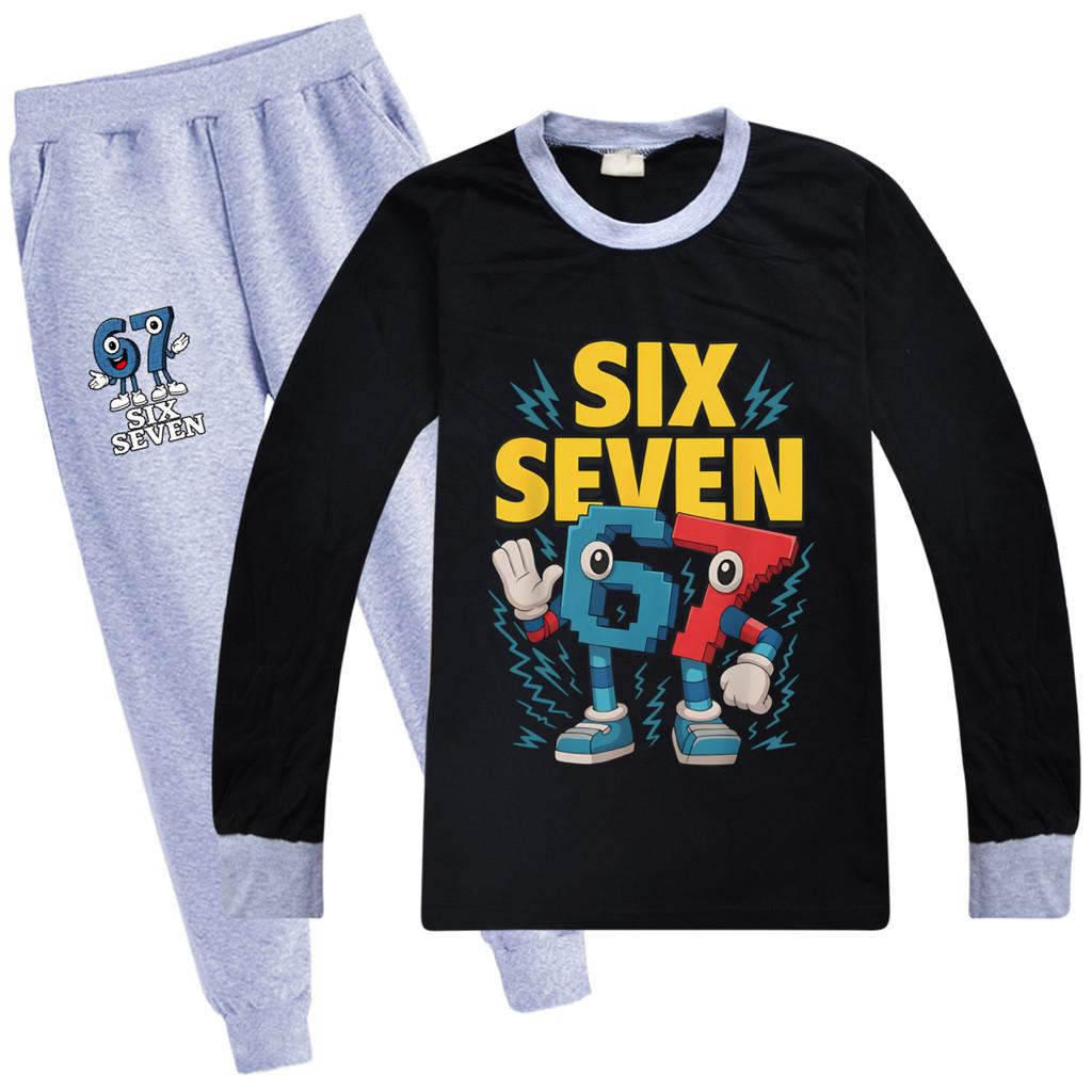 5260 Kinder Jungen Mädchen Steal a Brainrot 67 Print T-Shirt Hose Kleidung Set