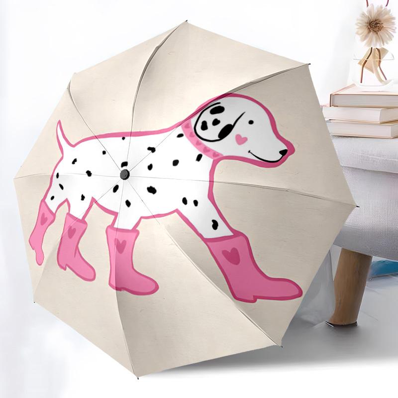 1PC Dalmatian Rainboots Automatic Folding Umbrella Automatic Open/Close, Automatic Folding, 8-Rib Durable Frame, Portable Travel Umbrella 711