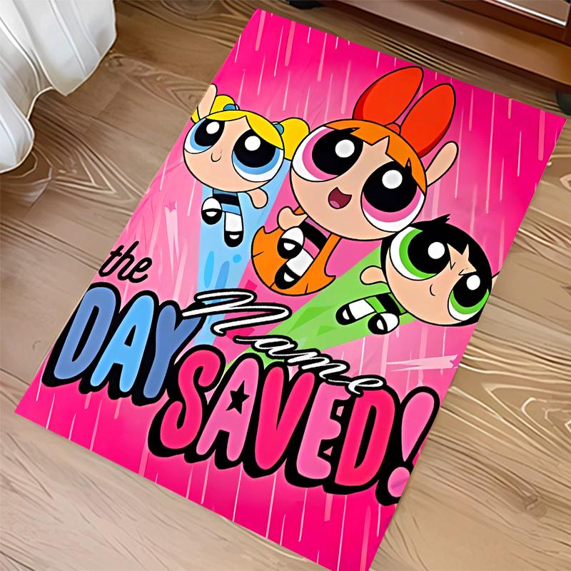 Individuelle Personalisierung The Powerpuff Girls Teppich - Weich, Waschbar, Rutschfest, Indoor-Matte, Wohnzimmer, Heim & Büro Dekorativer Teppich