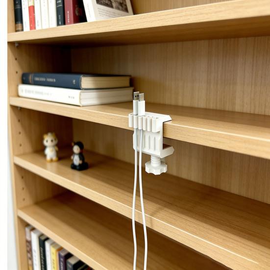 3D Printed Desk Clamp Cable Organizer Cord Holder with Multiple Slots Sturdy Wire