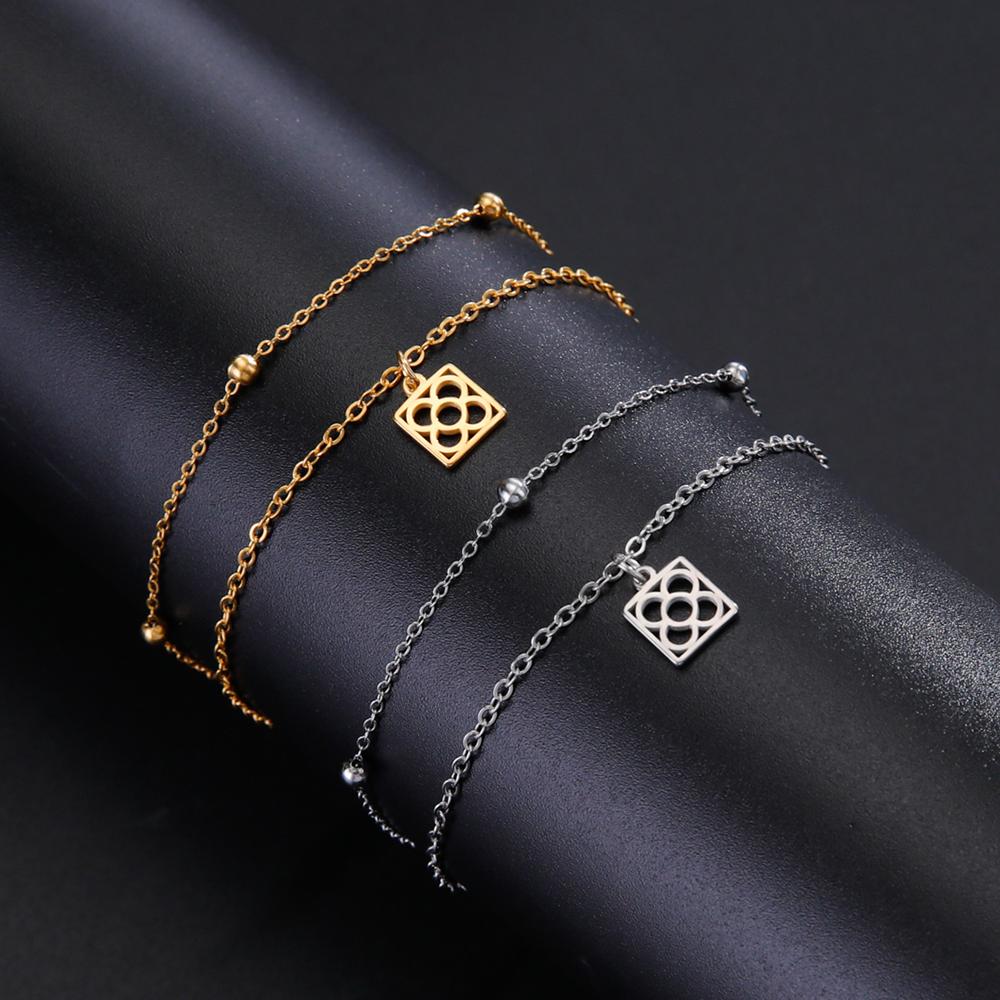 Cazador Barcelona Flower Bracelet Stainless Steel Smile Leaves Bow Tie Planet Charm Double Layer Beads Chain for Women Jewelry