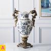 Vintage Double-eared Trophy Ceramic Vase Decor Creative European American Retro Home Decor Ceramic Vase Nordic 42cm Floor Vases