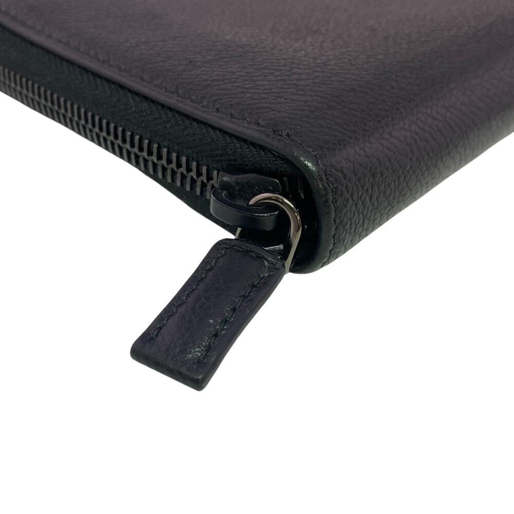 PRADA 2ML220 Logo Organizer Travel Case Passbook Case Witte Loglein leather Purse black leather Used