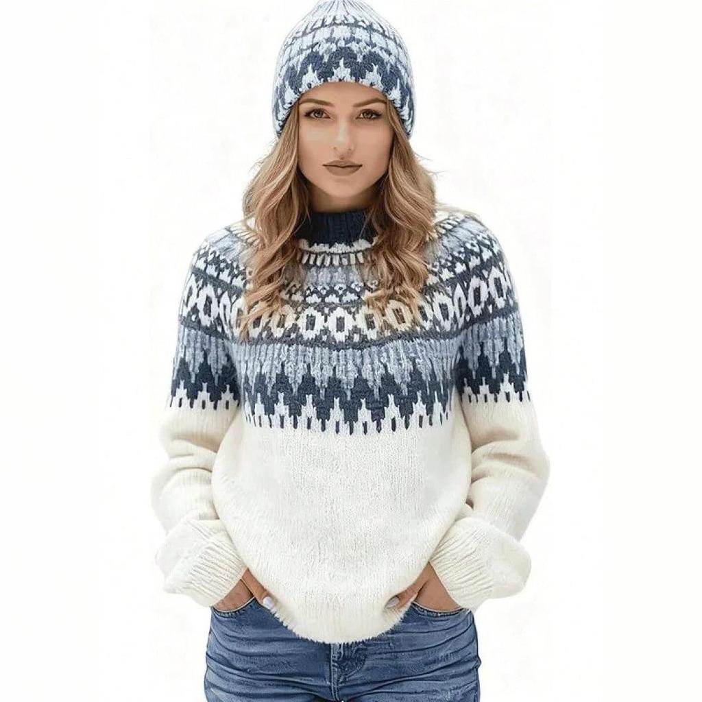 Women's 2026 American Style Color Block Sweater - Trendy Fashion Knitwear