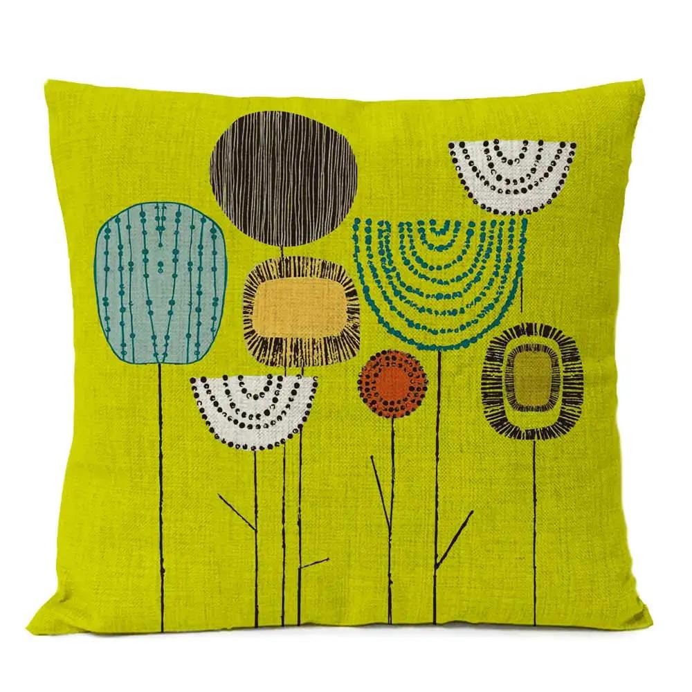 Home Decorative Throw Pillow Rustic Geometric Floral Pillow Cover Multicolor Flower Pillow Case Sofa Cushions 4545cm