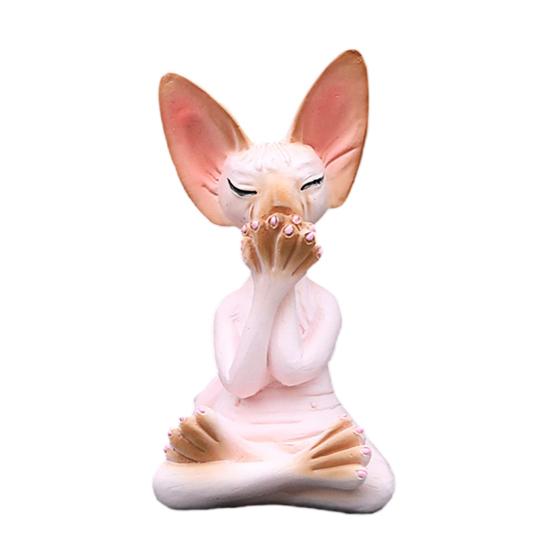 Meditační figurka kočky Pryskyřice Buddha Bezsrstá kočka Ornamenty Sedět v meditaci Socha zenové kočky Domácí dekorace Dárek pro nadšence do meditace