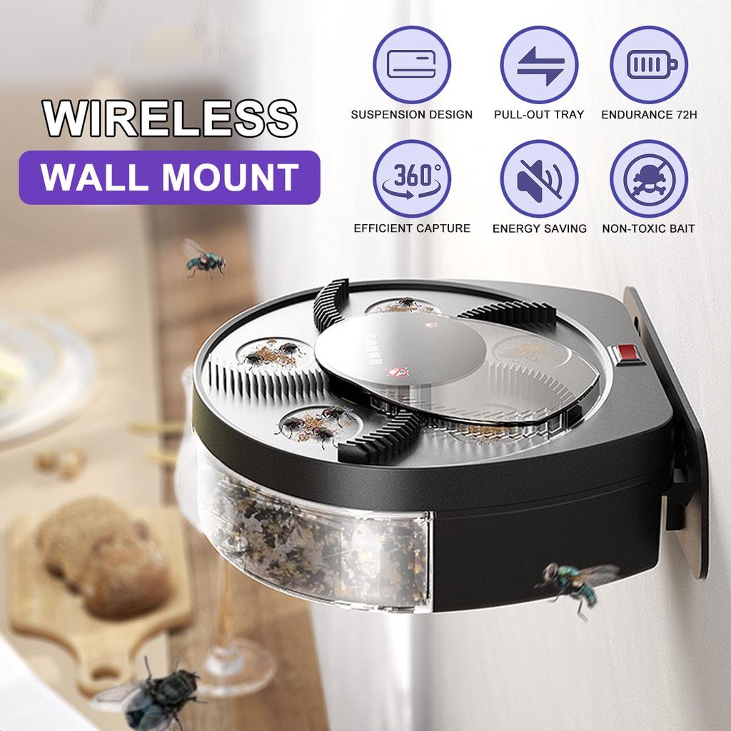 Black/White Wall Mount USB Rechargeable Flytrap Automatic Pest Catcher Fly Killer Electric Fly Trap Insect Pest Reject Control Catcher