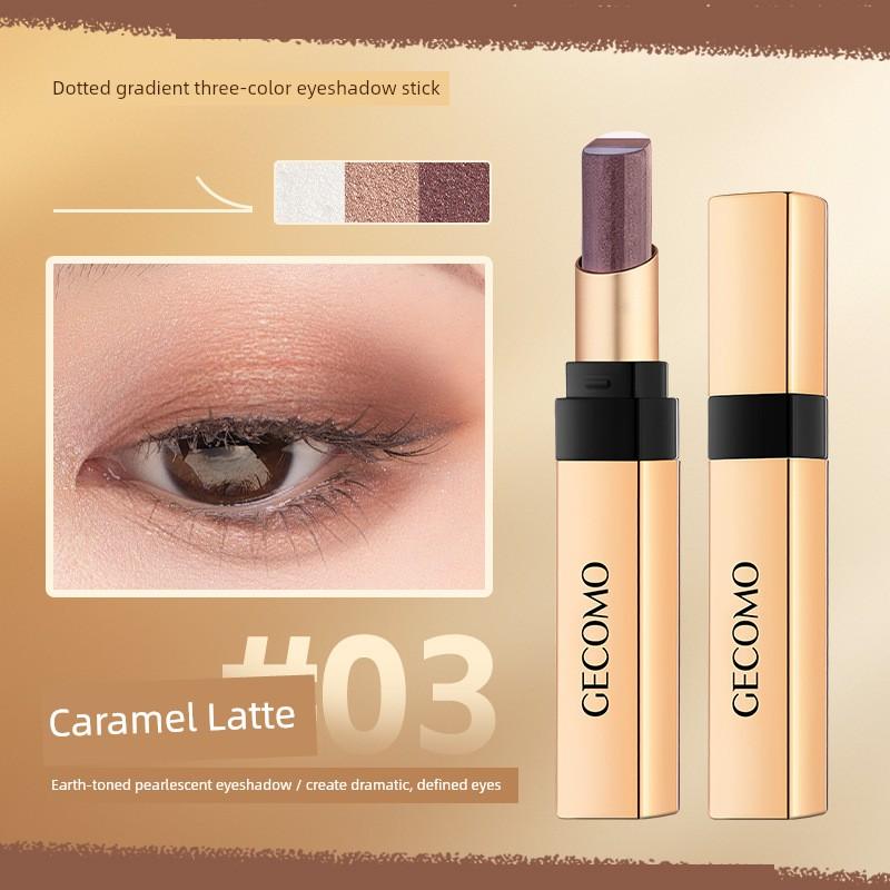 One-Touch Molding Three-Color Eye Shadow Stick Shimmer Matte Anti-Earth Color Water Not Smudge Suitable for Newbie Beginner Genuine Goods