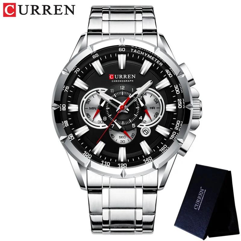 CURREN Mode Homme Montre-Bracelet Étanche Chronographe Montre Homme Militaire Marque Supérieure Luxe Acier Inoxydable Sportive Horloge Mâle 8363