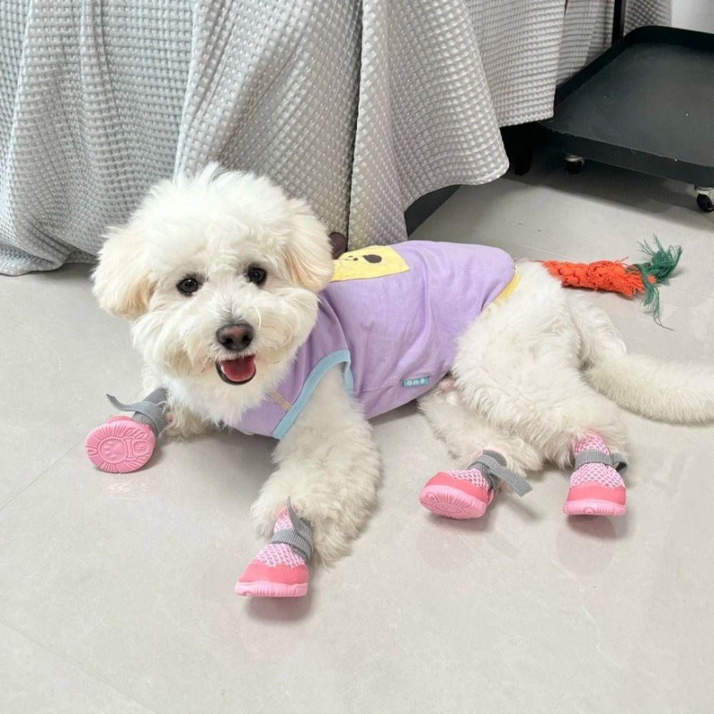 Breathable Mesh Small Dog Shoes Anti-Slip Puppy Boots New Dog Sandals For Teddy Bichon