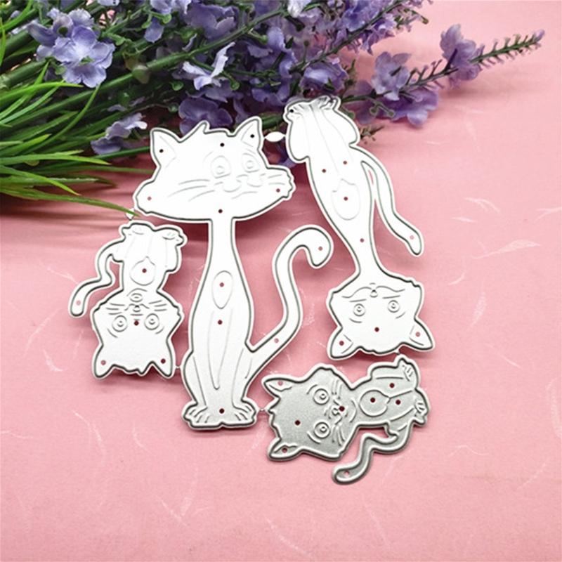 Cute Cats Metal Cutting Dies Handmade Crafts DIY Scrapbooking Embossing Supplies for Children Kids Girls